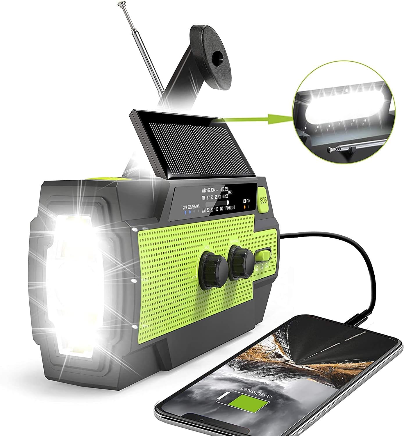 Radio incl. Zaklamp en Powerbank - Opwindbaar