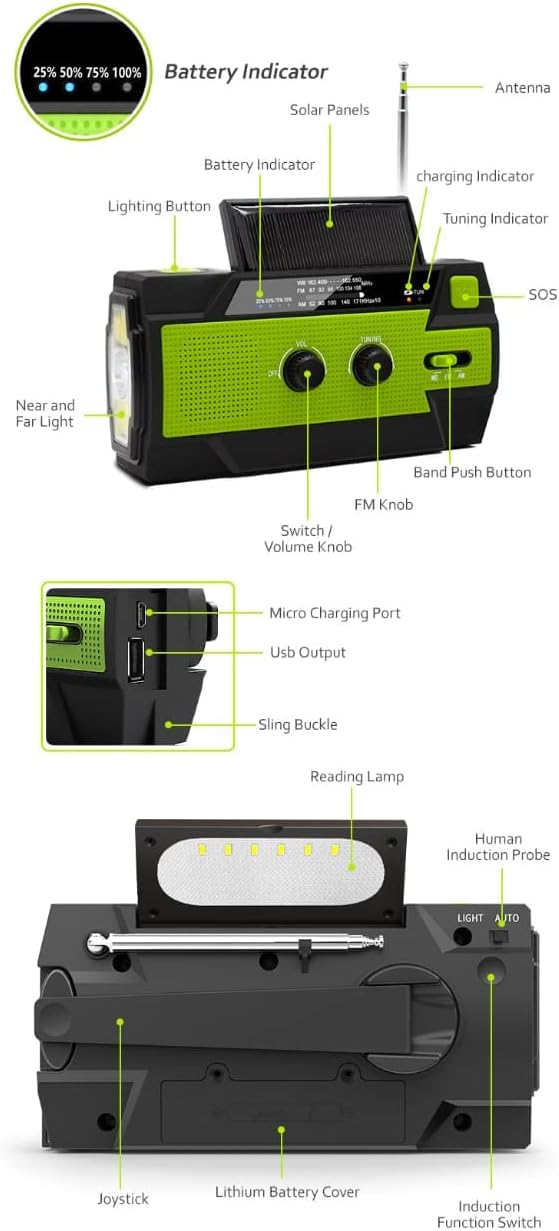 Radio incl. Zaklamp en Powerbank - Opwindbaar